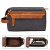 ASWRTYJO Travel Cosmetic Wash Bag Unisex Toiletry Bag Vintage PU Canvas Compact Travel Make up Men Shaving Bag with Handle view 4