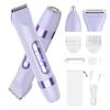 Hatteker 4-in-1 Women's Electric Razor, Dual-Head Body Hair Trimmer for Women, IPX7 Waterproof Rechargeable Bikini Trimmer & Facial Hair Remover for Legs, Armpits, Face, Nose, Eyebrows, Purple view 1