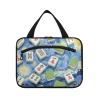 Art Painting Blue Chinese Mahjong Hanging Mens Travel Toiletry Bag with Hook, Designer Essential Shave kit for mom Trip estuche para brochas maquillaje L view 1