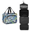 Art Painting Blue Chinese Mahjong Hanging Mens Travel Toiletry Bag with Hook, Designer Essential Shave kit for mom Trip estuche para brochas maquillaje L view 2