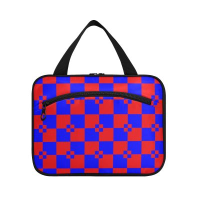 Buffalo Plaid Red Blue Hanging Toiletry kit for Men with Hook, Designer Compact Toiletry kit for Traveling Women Camping envase para Perfume de L