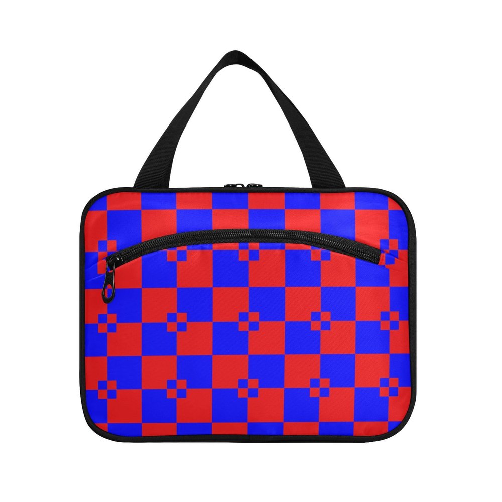 Buffalo Plaid Red Blue Hanging Toiletry kit for Men with Hook, Designer Compact Toiletry kit for Traveling Women Camping envase para Perfume de L