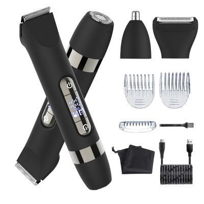 Hatteker 4 in 1 Multifunctional Dual - Head Body Hair Trimmer for Men, IPX7 Waterproof Groin & Body Hair Groomer, Rechargeable Body Electric Shaver Razor