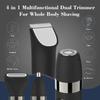 Hatteker 4 in 1 Multifunctional Dual - Head Body Hair Trimmer for Men, IPX7 Waterproof Groin & Body Hair Groomer, Rechargeable Body Electric Shaver Razor view 2