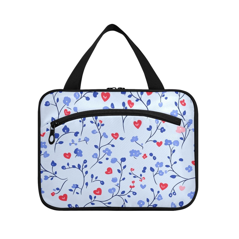 Periwinkle Country Style Valentine Hanging Mens Toiletry Bags for Traveling with Hook, Designer Compact Medicine Bag for Women Cruises bolsos para Hombre L