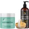 Anti Cellulite Massage Oil and Firm Dry Brush Kit & Collagen Stretch Mark Body Cream view 1