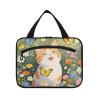 Art Oil Painting Garden Cat Hanging Shaving kit Travel Bag with Hook, Designer Essential Make up Bags for Travel Accessories Camping bolsas de maquillaje para Mujer L view 1