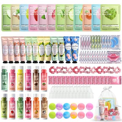 108 PCS Spa Party Supplies for Girls, Spa Kit for Sleepover & Slumber Party, Birthday Gift for Women, Include Facial Masks, Eye Patches, Hand Creams, Lip Balms...Spa Party Favors