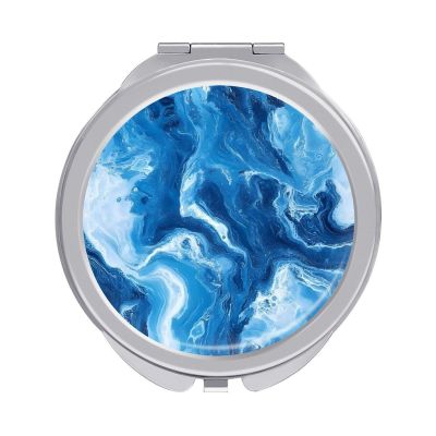 Abstract Blue Marble Tie-dye Makeup Mirror Portable Travel Portable Compact Mirror for Women Men Gifts