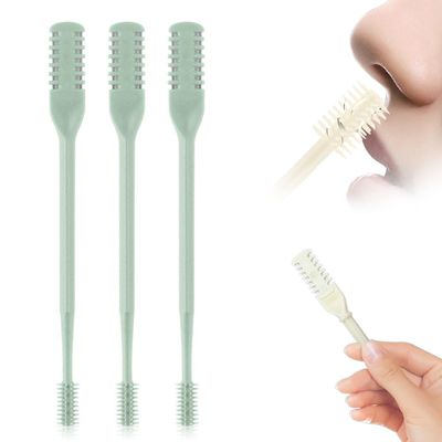 2-in-1 Nasal Hair Cutter, 2025 Upgraded Double Sided Nose Hair Knife, Rotating Nasal Hair Razor Cutter with Ear Picker for Women and Men, 360 Rotating Manual Nose Hair Trimmer (Green, 3pcs)