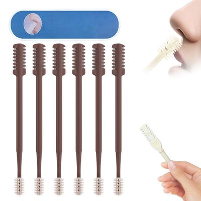 2-in-1 Nasal Hair Cutter, 2025 Upgraded Double Sided Nose Hair Knife, Rotating Nasal Hair Razor Cutter with Ear Picker for Women and Men, 360 Rotating Manual Nose Hair Trimmer (Coffee, 6pcs)