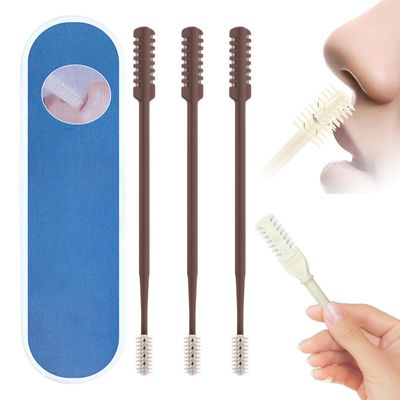2-in-1 Nasal Hair Cutter, 2025 Upgraded Double Sided Nose Hair Knife, Rotating Nasal Hair Razor Cutter with Ear Picker for Women and Men, 360 Rotating Manual Nose Hair Trimmer (Coffee, 3pcs)