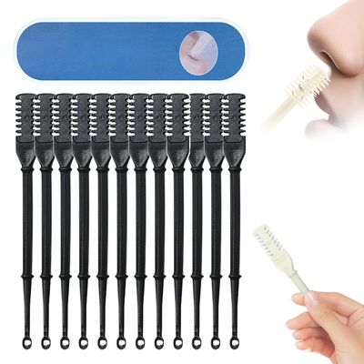 2-in-1 Nasal Hair Cutter, 2025 Upgraded Double Sided Nose Hair Knife, Rotating Nasal Hair Razor Cutter with Ear Picker for Women and Men, 360 Rotating Manual Nose Hair Trimmer (Black, 12pcs)