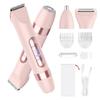 Hatteker 4-in-1 Women's Electric Razor, Dual-Head Body Hair Trimmer for Women, IPX7 Waterproof Rechargeable Bikini Trimmer & Facial Hair Remover for Legs, Armpits, Face, Nose, Eyebrows, Pink view 1