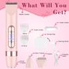 Hatteker 4-in-1 Women's Electric Razor, Dual-Head Body Hair Trimmer for Women, IPX7 Waterproof Rechargeable Bikini Trimmer & Facial Hair Remover for Legs, Armpits, Face, Nose, Eyebrows, Pink view 4
