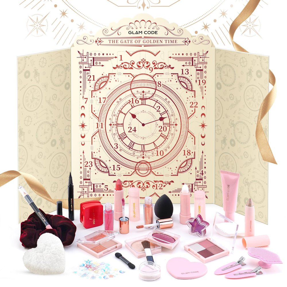 Glam Code Makeup Advent Calendar 2025, 24 Days Beauty Gift Set for Teen Girls Women - Christmas Countdown Calendar Beauty & Cosmetics Holiday Surprise Make Up Gift Kits