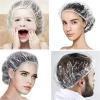 200pcs Women's Disposable Shower Cap Plastic Waterproof Head Cover Pink Spa Salon Hotel Hair Dye Elastic(Pink) view 3
