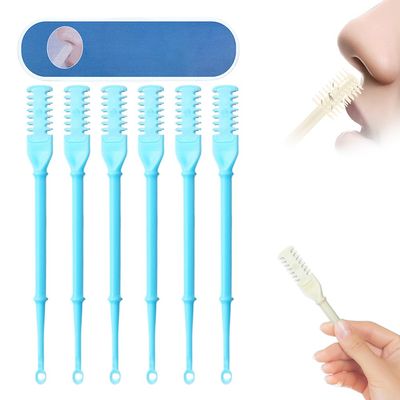 2-in-1 Nasal Hair Cutter, 2025 Upgraded Double Sided Nose Hair Knife, Rotating Nasal Hair Razor Cutter with Ear Picker for Women and Men, 360 Rotating Manual Nose Hair Trimmer (Blue, 6pcs)