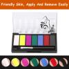 Face Body Paint Kit for Kids Adults,7 Vibrant Colors Water Activated Professional Facepaint with Brush, Non-Toxic for Halloween, Parties, Carnival, School Event, Festivals view 2