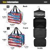 Background with Elements of The American Flag Hanging Travel case for toiletries with Hook, Designer Fashion Cosmetic Bag for Adults Traveling estuche para brochas maquillaje L view 3