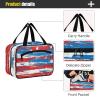 Background with Elements of The American Flag Hanging Travel case for toiletries with Hook, Designer Fashion Cosmetic Bag for Adults Traveling estuche para brochas maquillaje L view 4