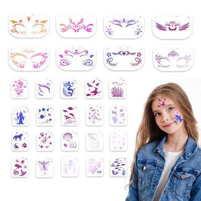 28pcs Body Paint Stencils, Premium Reusable Face and Body Paint Templates Kit Suitable for Holiday Party Makeup Temporary Tattoo Art