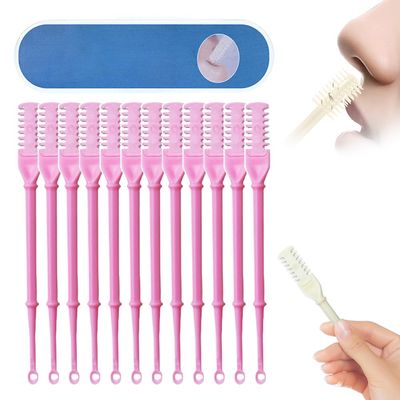 2-in-1 Nasal Hair Cutter, 2025 Upgraded Double Sided Nose Hair Knife, Rotating Nasal Hair Razor Cutter with Ear Picker for Women and Men, 360 Rotating Manual Nose Hair Trimmer (Pink, 12pcs)