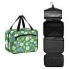 Green White and Blue Flowers Hanging Travel Size toiletries kit with Hook, Designer Multifunctional Waterproof Cosmetic Bag for Women Travel Camping bolso de Mano para Hombre L view 2