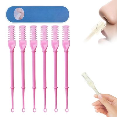 2-in-1 Nasal Hair Cutter, 2025 Upgraded Double Sided Nose Hair Knife, Rotating Nasal Hair Razor Cutter with Ear Picker for Women and Men, 360 Rotating Manual Nose Hair Trimmer (Pink, 6pcs)