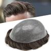 FACE MIRACLE Thin Skin Mens Toupee Full Poly Skin Human Hair Replacement System V-Looped PU Invisible Natural Hairline Real Human Hair Hairpiece for Men 8''X10'' 80% #420#4 Medium Brown+20% Gray view 3