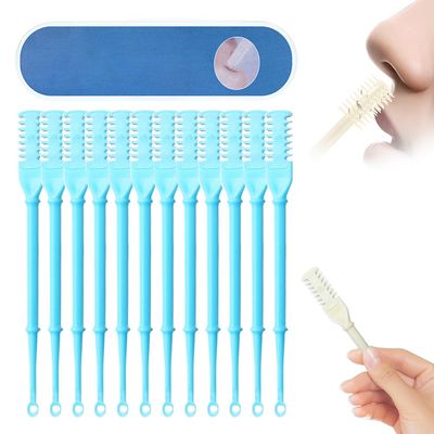 2-in-1 Nasal Hair Cutter, 2025 Upgraded Double Sided Nose Hair Knife, Rotating Nasal Hair Razor Cutter with Ear Picker for Women and Men, 360 Rotating Manual Nose Hair Trimmer (Blue, 12pcs)