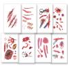 10 Sheets Halloween Temporary Tattoos, Bloody Scar, Stitches & Wound Stickers, Realistic Fake Tattoos for Halloween Makeup & Cosplay, Safe Eco-Friendly Adhesive, Long-Lasting, A-011 A-020 view 1