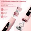 Bikini Trimmer for Women: 2-in-1 Electric Shaver with Digital Display,IPX7 Waterproof & Easy Cleaning& Travel Lock - Dual Head Trimmer for Underarms, Legs, Face (Pink) view 2