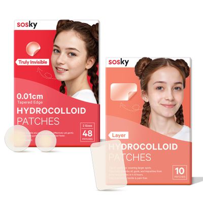 Sosky Invisible Acne Patches 48Count & Large Patch 10Count