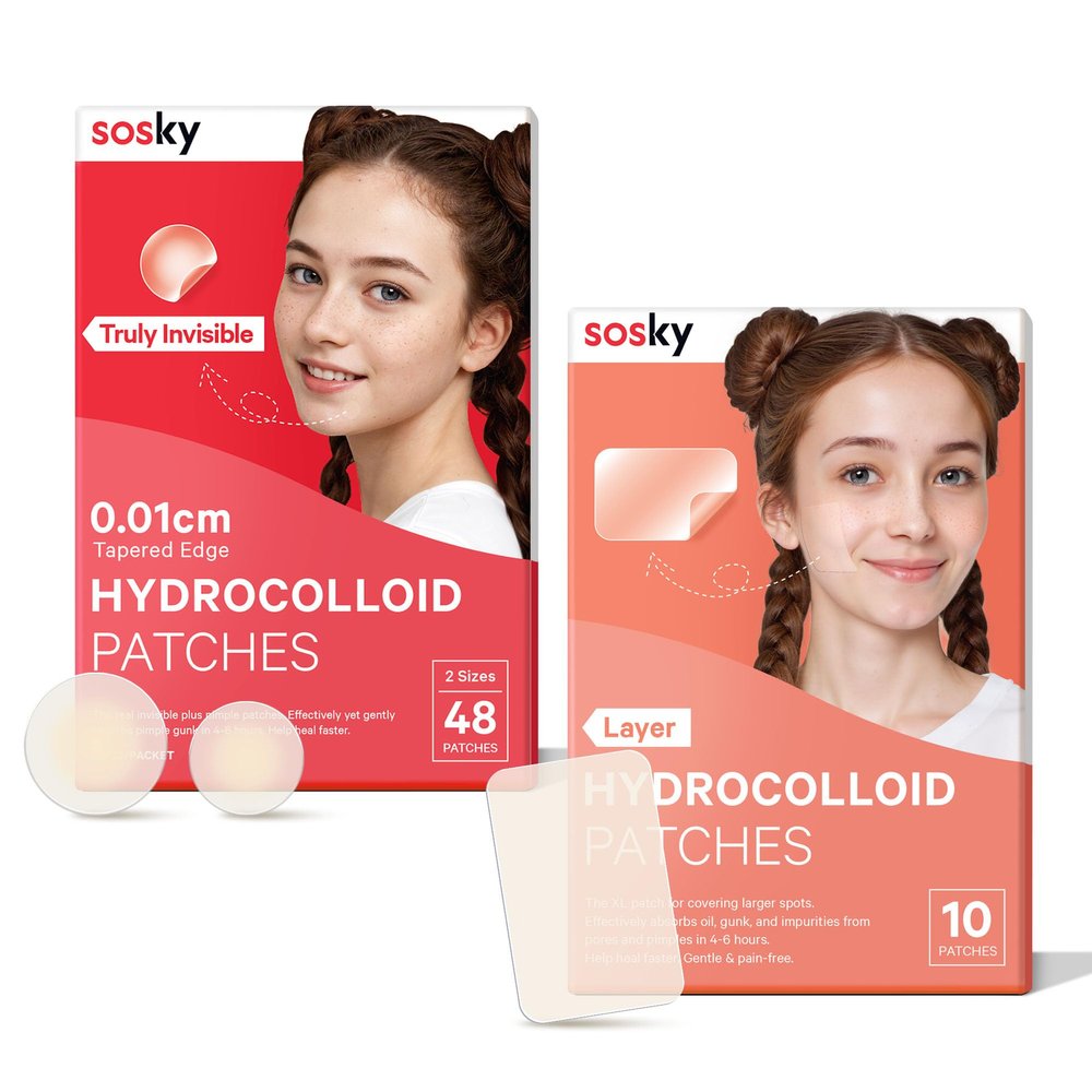 Sosky Invisible Acne Patches 48Count & Large Patch 10Count