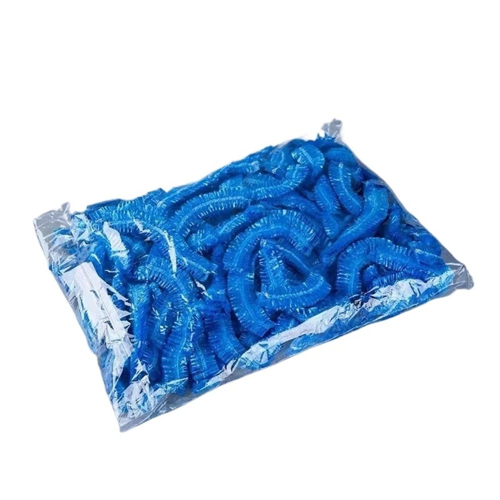 200pcs Women's Disposable Shower Cap Plastic Waterproof Head Cover Pink Spa Salon Hotel Hair Dye Elastic(Blue)