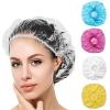 200pcs Women's Disposable Shower Cap Plastic Waterproof Head Cover Pink Spa Salon Hotel Hair Dye Elastic(Blue) view 2