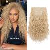 LEEONS Curly Clip in Hair Extensions, 4PCS 16 inch Curly/Wavy Hair Extensions Clip ins - Lace Weft Soft Natural Hairpieces for Women (Platinum Blonde) view 1