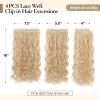 LEEONS Curly Clip in Hair Extensions, 4PCS 16 inch Curly/Wavy Hair Extensions Clip ins - Lace Weft Soft Natural Hairpieces for Women (Platinum Blonde) view 2