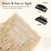 LEEONS Curly Clip in Hair Extensions, 4PCS 16 inch Curly/Wavy Hair Extensions Clip ins - Lace Weft Soft Natural Hairpieces for Women (Platinum Blonde) view 4