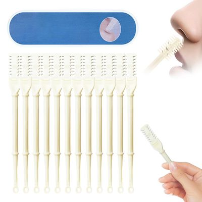 2-in-1 Nasal Hair Cutter, 2025 Upgraded Double Sided Nose Hair Knife, Rotating Nasal Hair Razor Cutter with Ear Picker for Women and Men, 360 Rotating Manual Nose Hair Trimmer (White, 12pcs)