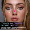 10 Pcs Colorful Glitter Freckles Face Tattoos, Multichrome Rainbow Glitter Freckles Face Tattoos, Waterproof and Long-lasting Face Temporary Tattoos for Women view 2