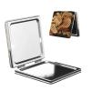 Small Pocket Compact Mirror 1x/2x Magnifying Pu Leather Makeup Mirrors Cheese Sandwiches Portable Pocket Mirror for Women Girls view 1