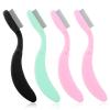 4 Pcs Folding Eyelash Comb with Metal Teeth, Durable Portable Lash Comb, Eyelash Separator Tool Arc Designed Cosmetic Brushes for Making Up (Pink+Black+Green) view 1