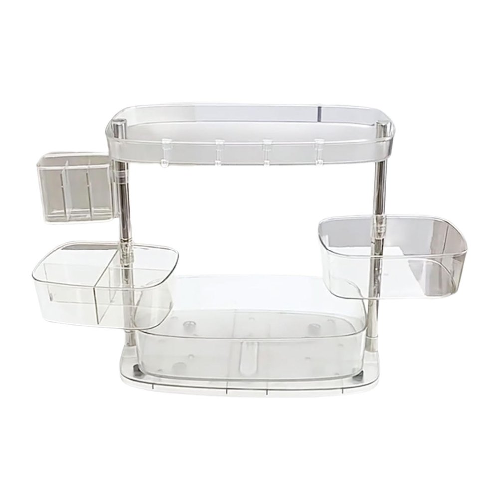 AFXGUSD Makeup Organiser Makeup Holder Stand Rotatable Shelf Cosmetic Stand Cosmetic Storage Holder for Bathroom Desktop Countertop, Clear