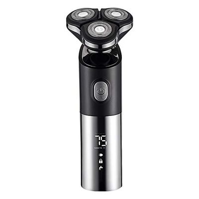 Doping Electric Beard Trimmer, 3-Head Rotary Shaver with LED Display, Rechargeable, Available in Black, Blue, Red