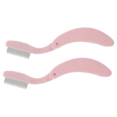Beaupretty 2Pcs Metal Eyebrow and Eyelash Comb Makeup Tool Pink Stainless Steel Lash Separator for Professional and Home Use