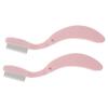 Beaupretty 2Pcs Metal Eyebrow and Eyelash Comb Makeup Tool Pink Stainless Steel Lash Separator for Professional and Home Use view 1