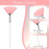 6Pcs Fan Brushes Esthetician, Soft Facial Fan Brushes Esthetician for Women to Apply Face Skincare Face Mud Clay Mask Brush Application, Fluffy Design Ideal for Mask & Makeup, Pink White Blue view 3