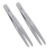 2Pcs Precision Tweezers, Silver Eyebrow Plucker Tweezers for Women, Facial Hair Removal Plucker with Travel Case view 1